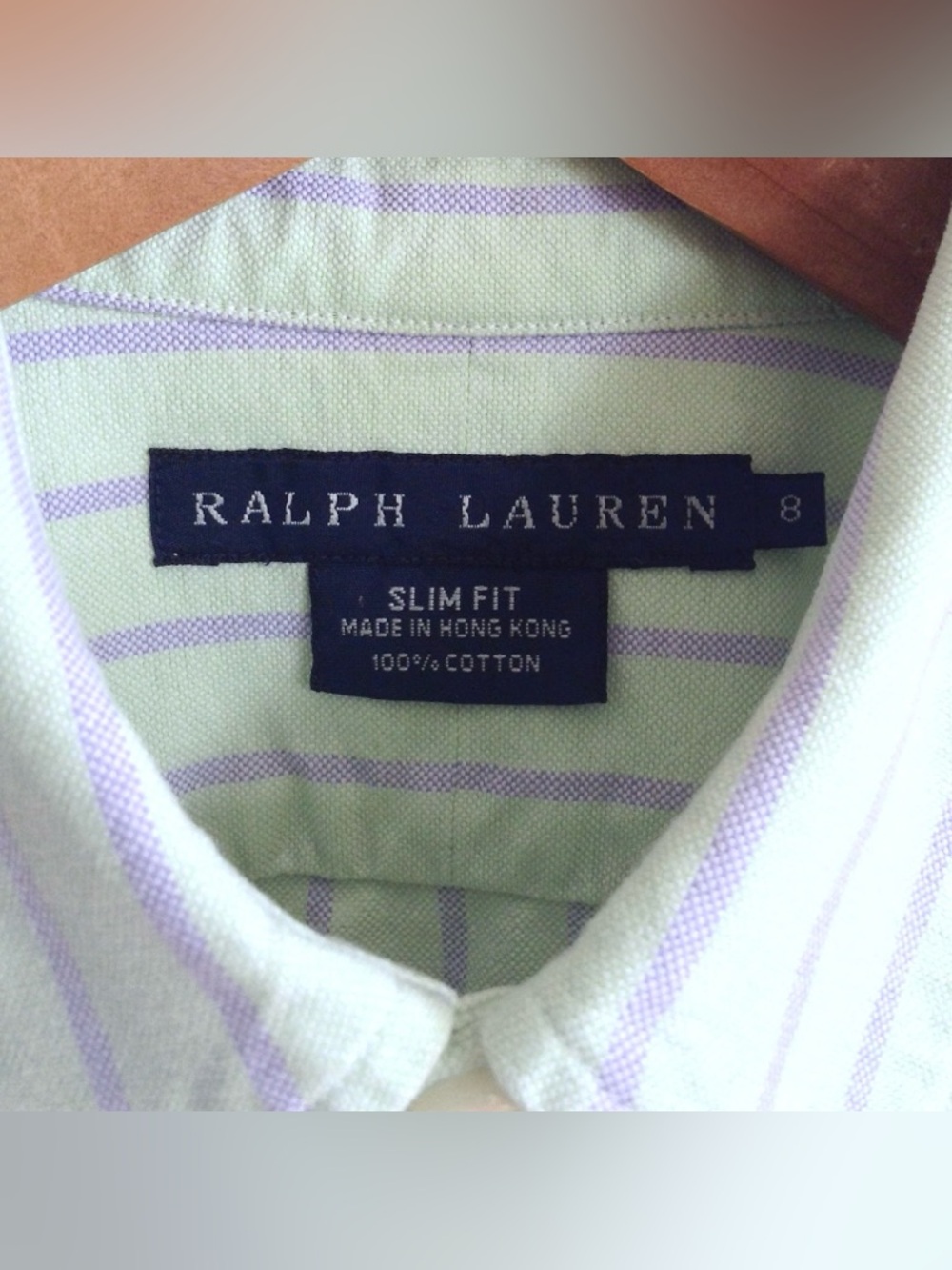 Ralph Lauren Mint Green & Lavender Striped Button-Down Shirt - Picture 7 of 11